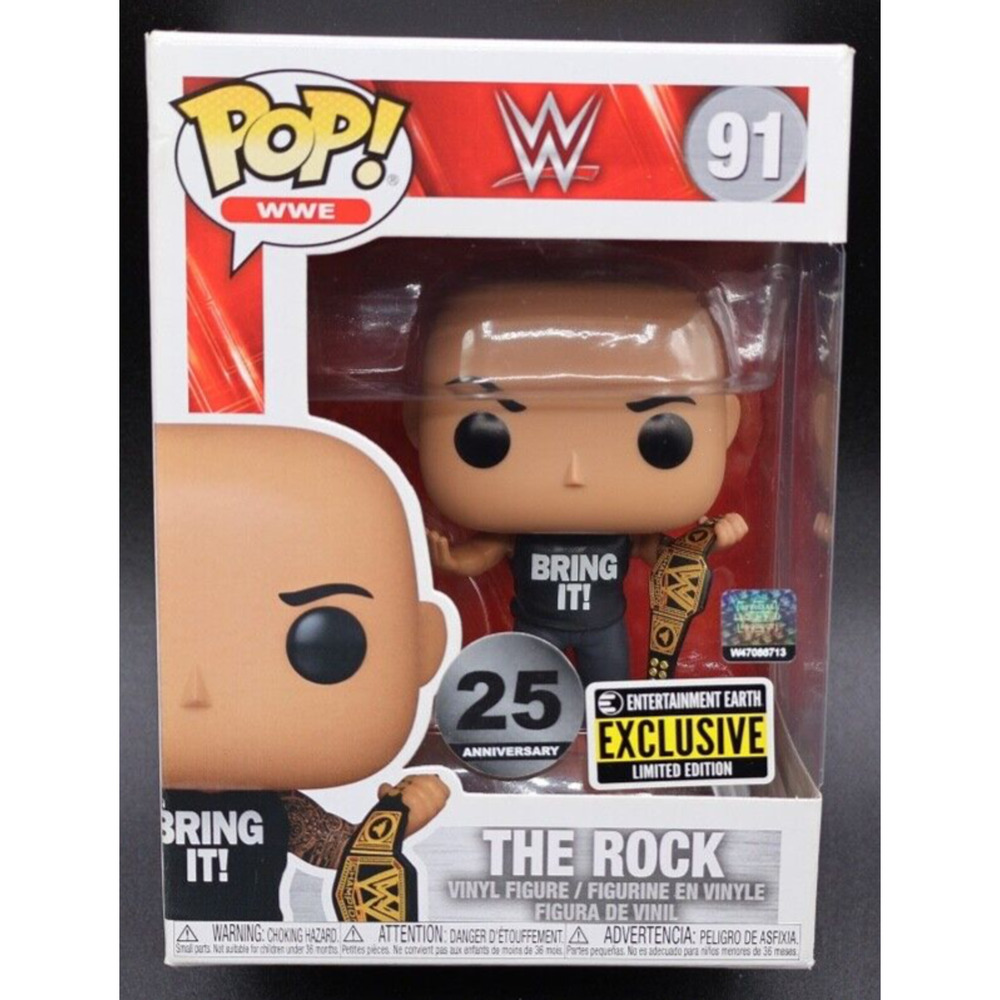 Funko Pop! WWE The Rock with Belt #91 25th Anniversary Exclusive And Protector